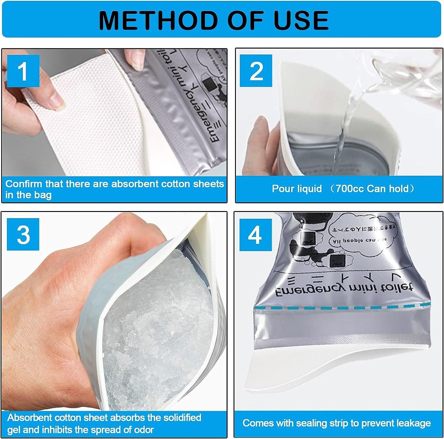 Emergency Mini Toilet-Urine Bag (Pack of 4)