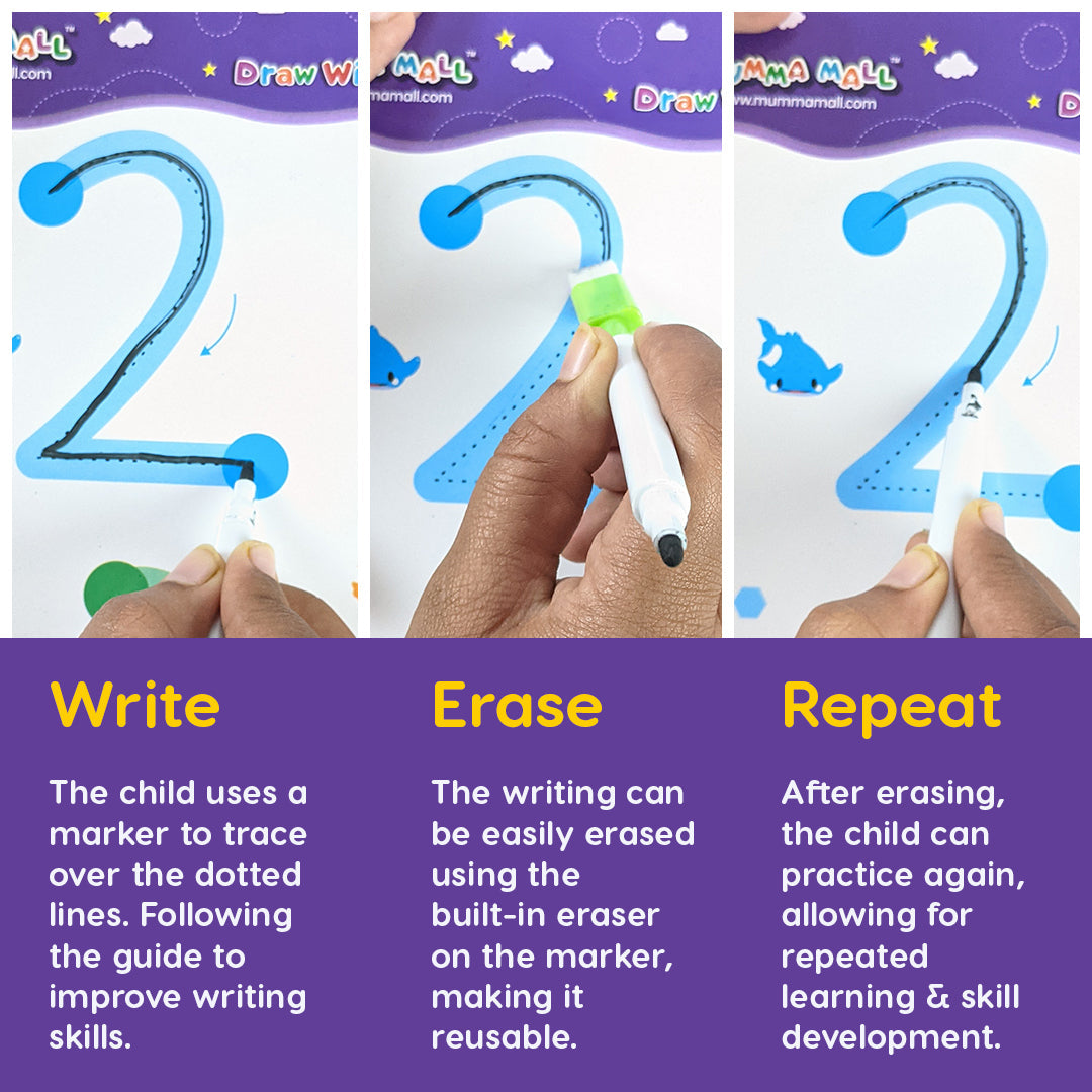68 Pages Reusable Tracing Line book to improve HAND WRITING For 2+ Years kids + (FREE Learning 2000+ pages PDF worksheet for kids📚 )